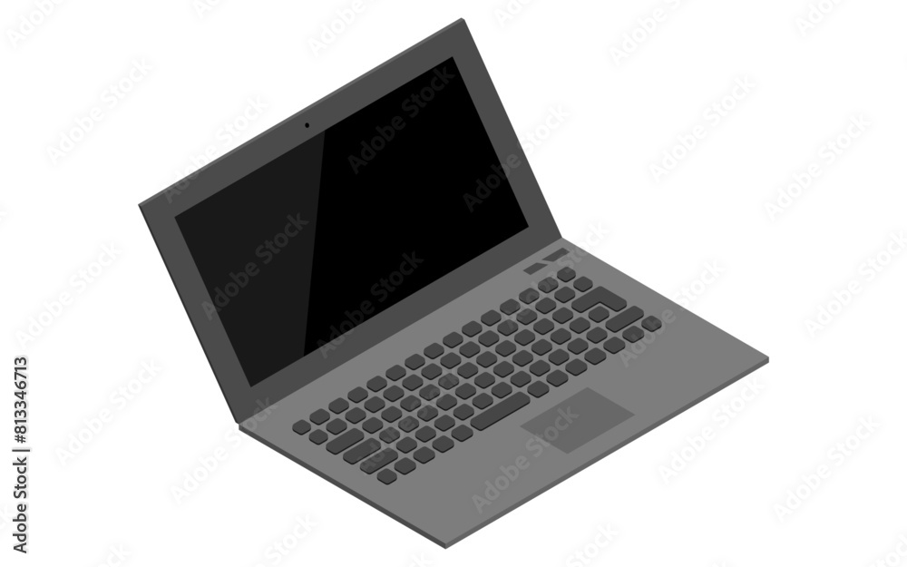 Black appliances: laptop computer, isometric illustration Black appliances: laptop computer, isometric illustration