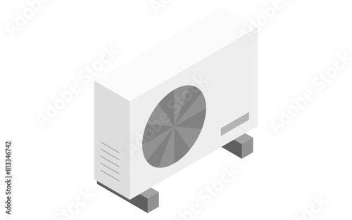 White appliances: outdoor unit of air conditioner, isometric illustrations