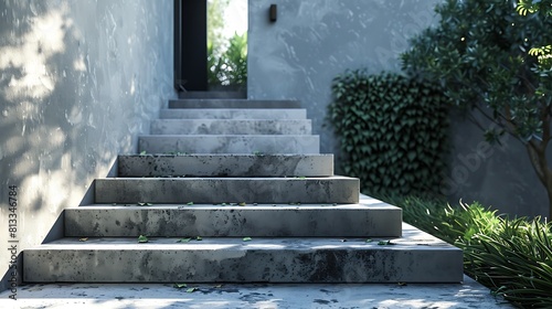 Stairs leading to the house with grey colour