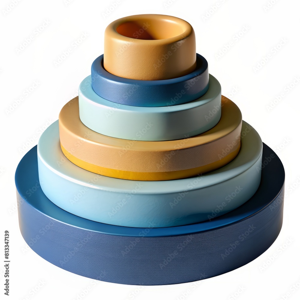 3D Render of tiered cake molds for creating multi-layered cakes, on isolated white background, Generative AI 3D Render of tiered cake molds for creating multi-layered cakes, on isolated white background, Generative AI