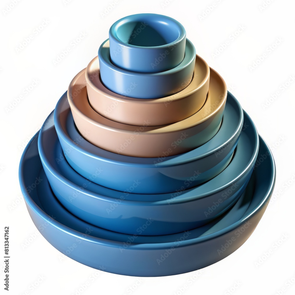 3D Render of tiered cake molds for creating multi-layered cakes, on isolated white background, Generative AI 3D Render of tiered cake molds for creating multi-layered cakes, on isolated white background, Generative AI