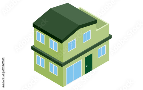 Rental Property: Building (detached single-family house), isometric illustration
