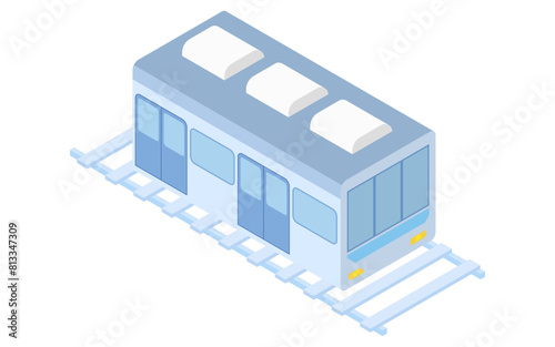 Vehicles: trains and tracks, isometric illustration