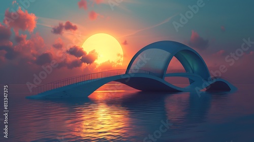 sunset Beach blue bridge built structure