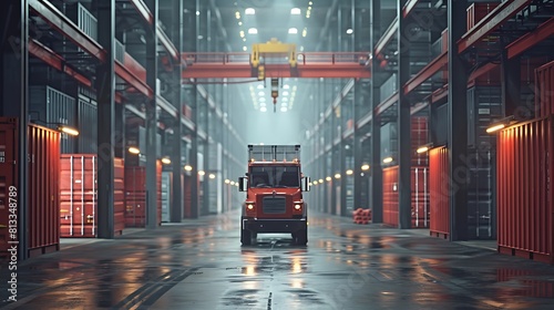 Engineers are overseeing the transportation of cargo with containers inside the warehouse, Container in export and import business and logistics