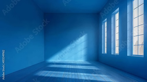 blue room with a window