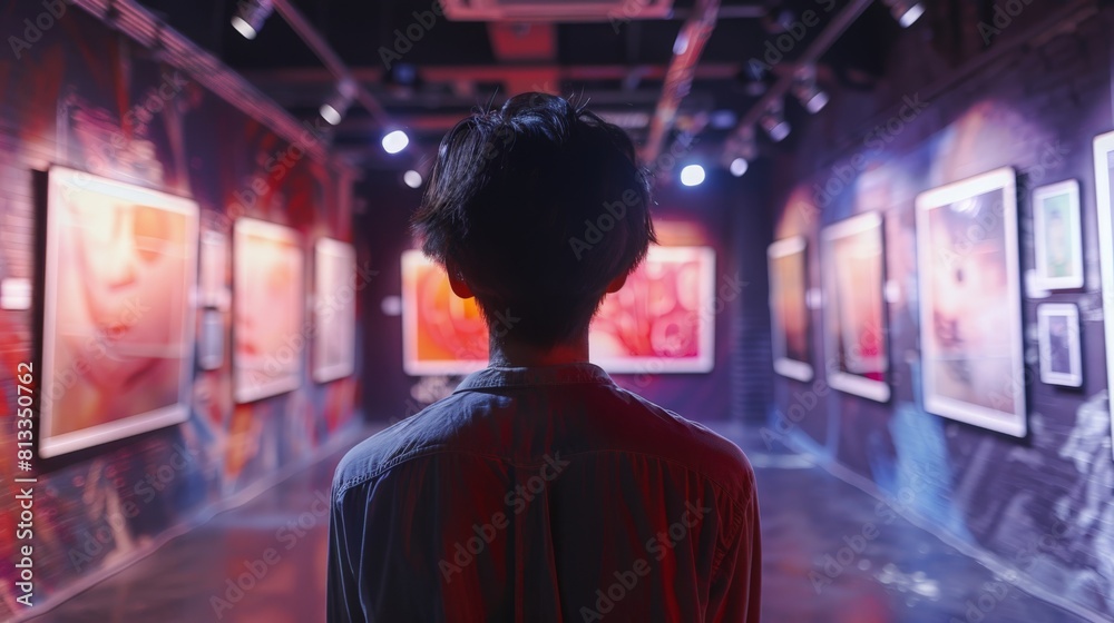 an artist displaying their artwork in an underground exhibition to avoid government censorship, focusing on their creative expressions amidst restrictions an artist displaying their artwork in an underground exhibition to avoid government censorship, focusing on their creative expressions amidst restrictions