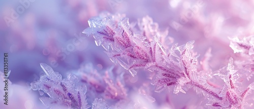 Frost-Bitten Lavender: Macro view highlights intricate cracks in frost-kissed lavender petals.