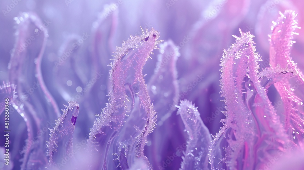 Frosty Cascade: Close-up view of frozen lavender with extreme motion blur, resembling a cascading waterfall frozen in time. Frosty Cascade: Close-up view of frozen lavender with extreme motion blur, resembling a cascading waterfall frozen in time.
