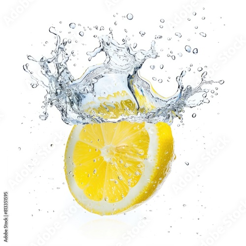 Lemon water splash isolated on white background 