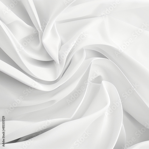 Abstract wallpaper, white fabric with folds creating a pattern, squared 1:1 photo
