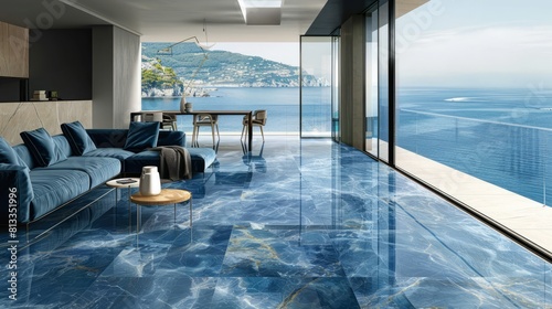 Modern residential, hotel, and homestay interior spaces:Blue Swimming Pool Ocean Landscape © ran