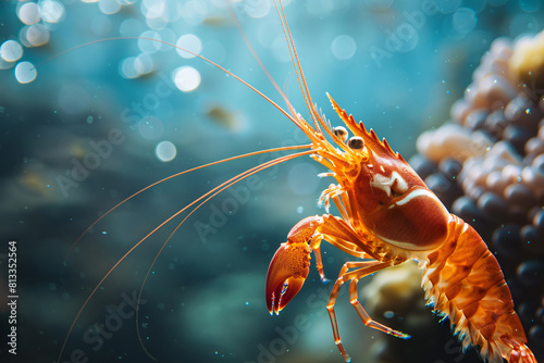 A closeup of a fresh raw red crayfish isolated on a white background