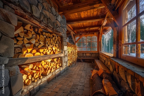 firewood in the woodshed photo
