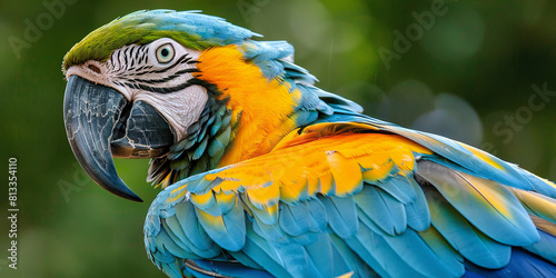 a macaw parrot with feathers, generative AI