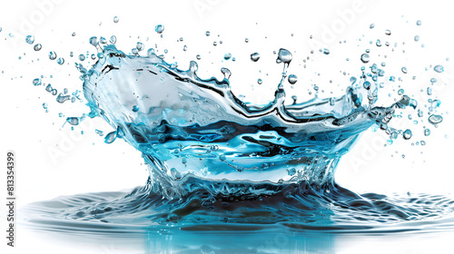 Water Splash on White Background, Refreshing Aqua Droplets, Liquid Motion Concept, Splash Effect, Generative Ai