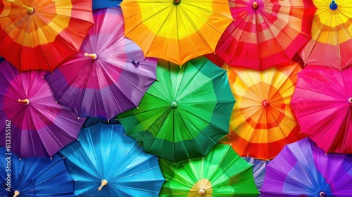umbrellas in bright rainbow colors