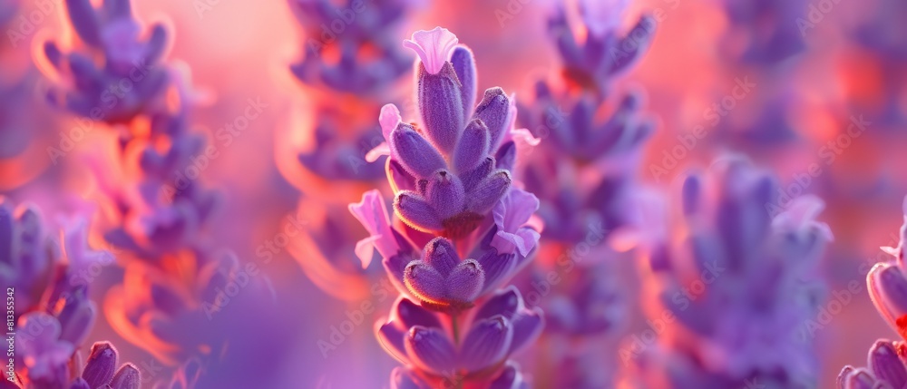 Neon Tranquility: Close-up view of a lavender bloom with neon edges, exuding a tranquil vibe that soothes the senses.