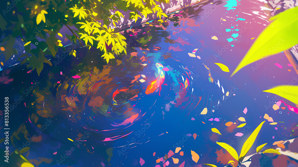 leaves floating on the water bright colors leaves floating on the water bright colors