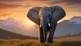 elephant on sunset