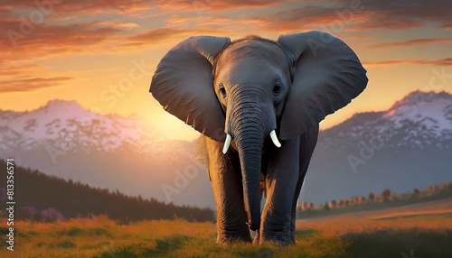 elephant on sunset photo