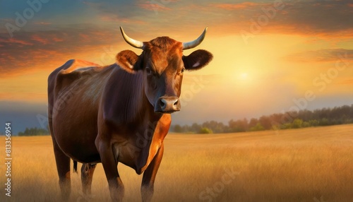 a beautiful photo of a cute cow on the field