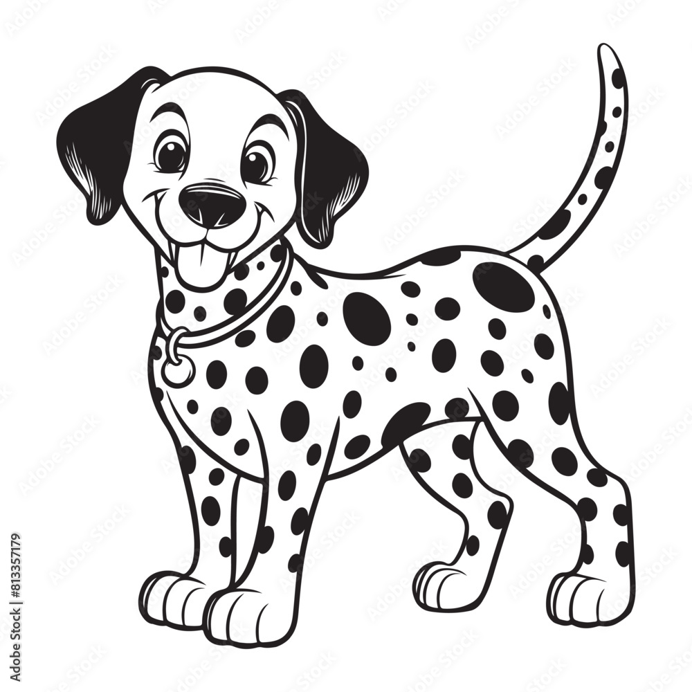 Line art of playful dalmatian dog cartoon vector Line art of playful dalmatian dog cartoon vector