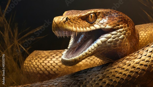 close shot of a scary snake