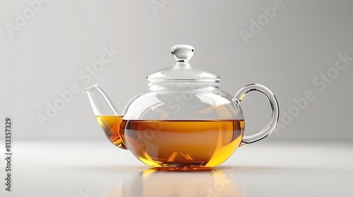 A modern glass teapot isolated on a white background.