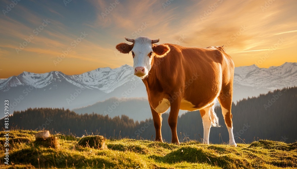 a beautiful photo of a cute cow on the field