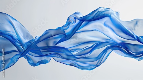 Blue silk floating in the air  