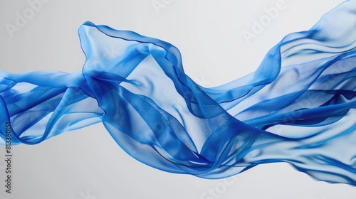 Blue silk floating in the air 