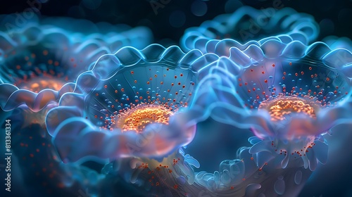 Peer into the depths of a plant cell's vacuole, where fluid-filled vesicles shimmer like pools of liquid light.