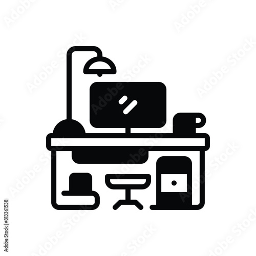 Black solid icon for desk work