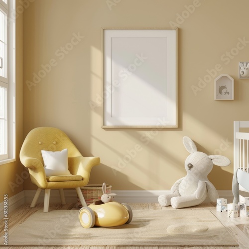 Decorate your childs bedroom with a mockup poster featuring their favorite characters, Generated by AI © No1else