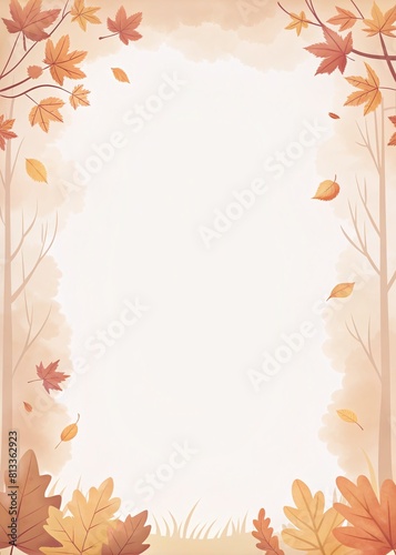 Note Page Template background with autumn season theme border