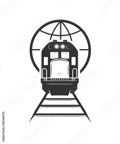 Train and railways, icons set. intercity, international, freight trains stock illustration