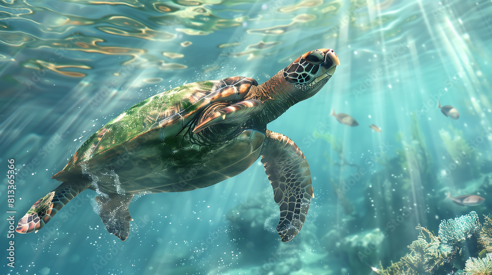 Fototapeta premium turtle swimming in water