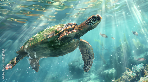 turtle swimming in water © GraphicXpert11