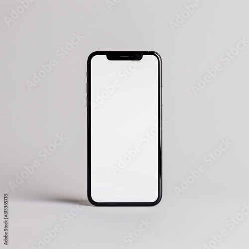 mock up mobile phone with blank white screen on white background, front view style, Ai generated Images