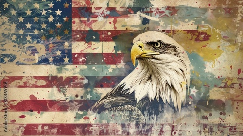 American Pride Patriotic Design with Flag and Eagle photo