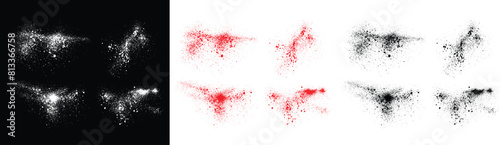 Smears hand-drawn texture brush stroke. Splash grunge texture black, white and red color blood vector illustration set