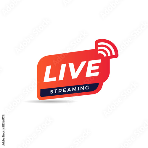 live streaming icon sticker badge. Buttons of broadcasting, online stream