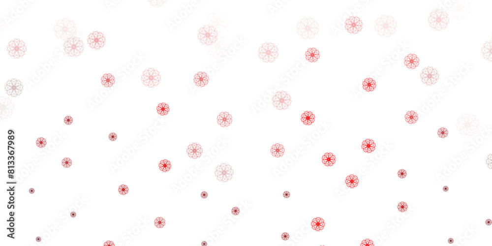 Light red vector doodle texture with flowers.