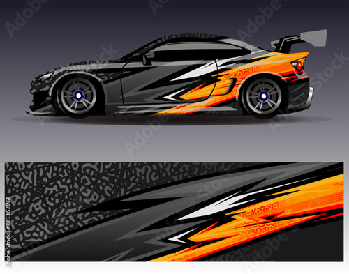 Car wrap design vector. Graphic abstract stripe racing background kit designs for wrap vehicle race car rally adventure and livery