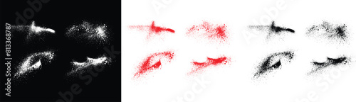 Hand-drawn grunge red, white and black color ink splatter brush stroke background set. Grunge effect brush stroke background