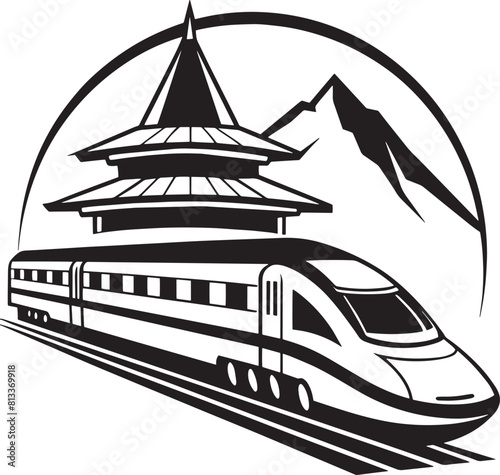 japanes bullet train icon clipart silhouette isolated on white background