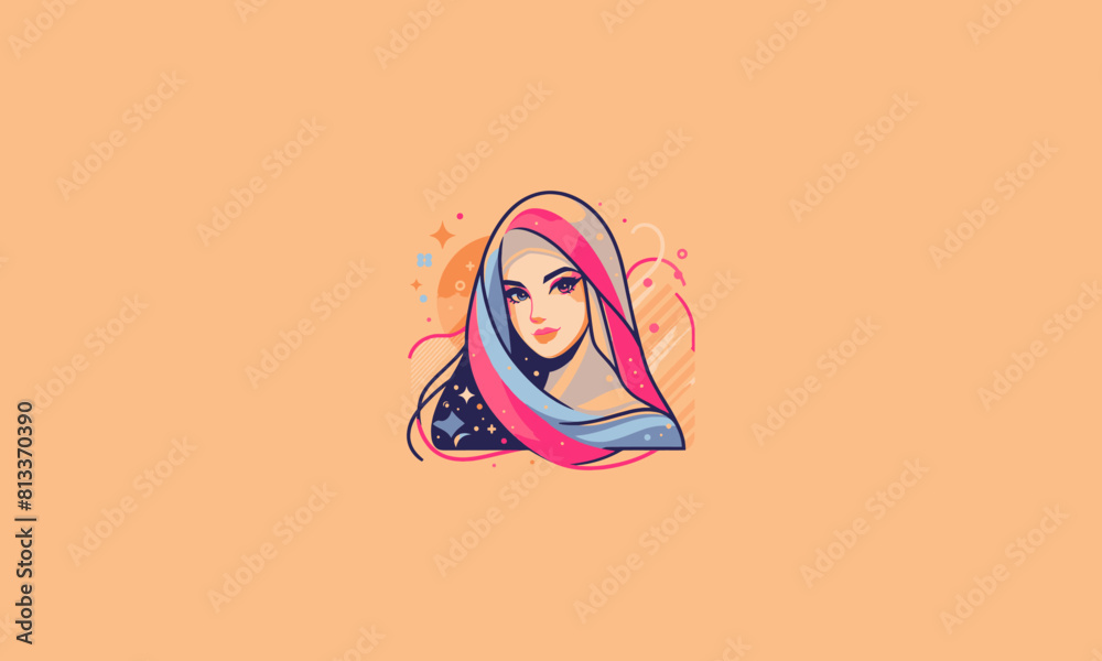 beautiful women wears a headscarf vector flat design beautiful women wears a headscarf vector flat design