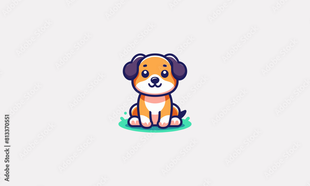 Fototapeta premium cute dog is sitting facing forward vector flat design