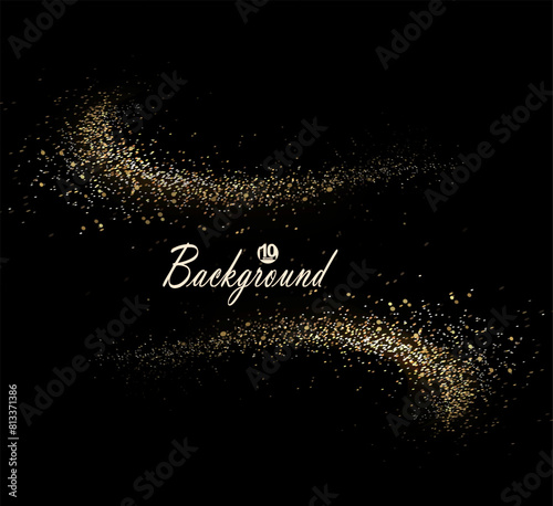 Isolated frame of golden shade made of tinsel on a black background.